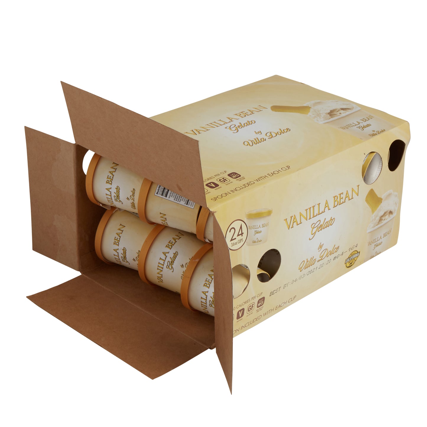 Villa Dolce Sea Salt Caramel Gelato 3.6 Ounce Size - 24 Per Case.