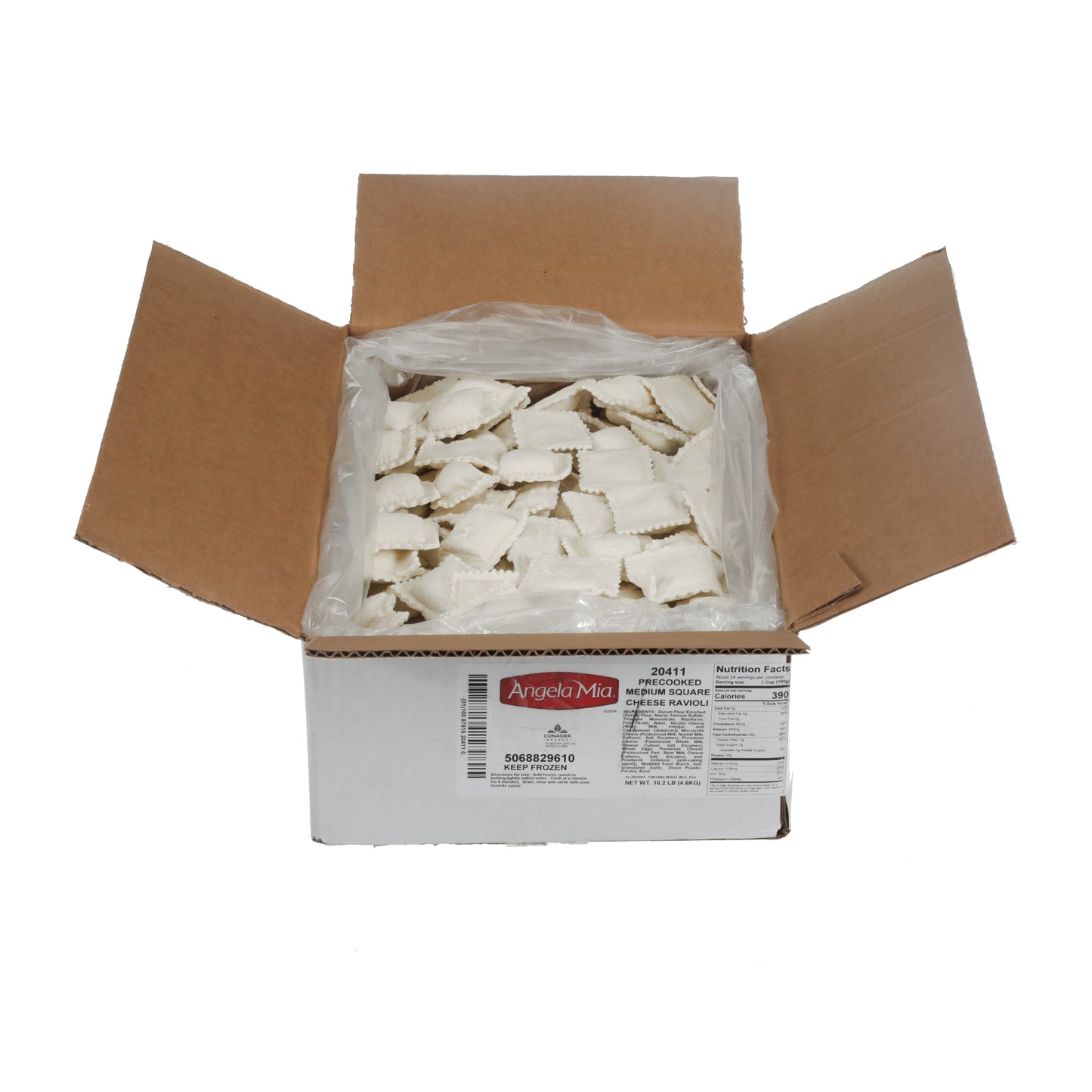 Angela Mia Cheese Pre Cooked Ravioli 10.2 Pound Each - 1 Per Case.