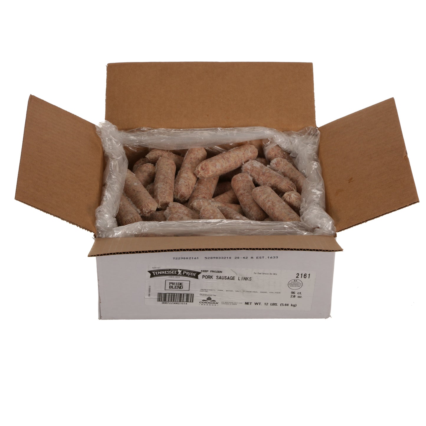 Odoms Tennessee Pride Country Blend Fresh Casing Sausage Links 2 Ounce Size - 96 Per Case.