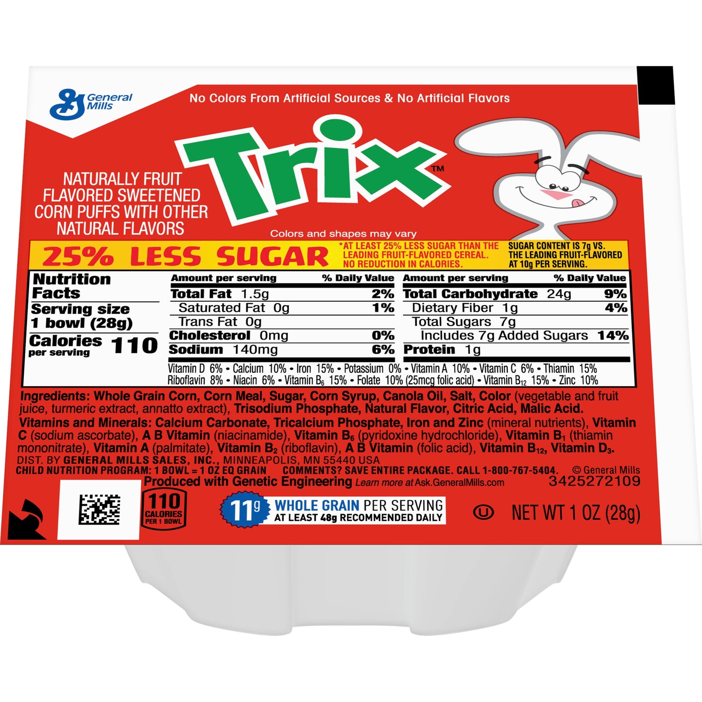 Trix™ Cereal Less Sugar Single Serve Bowlpak 1 Ounce Size - 96 Per Case.