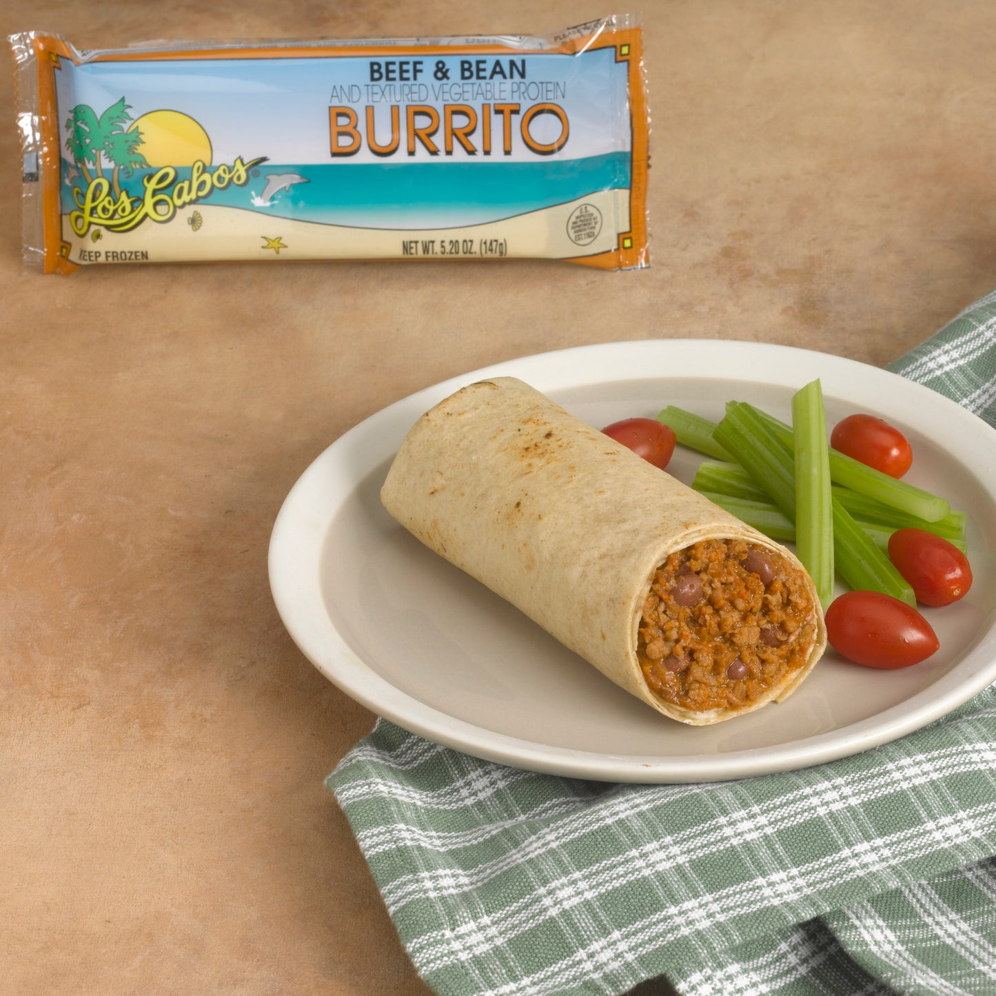 Los Cabos Burrito Beef & Bean Child Nutrition Individually Wrapped 5.2 Ounce Size - 96 Per Case.