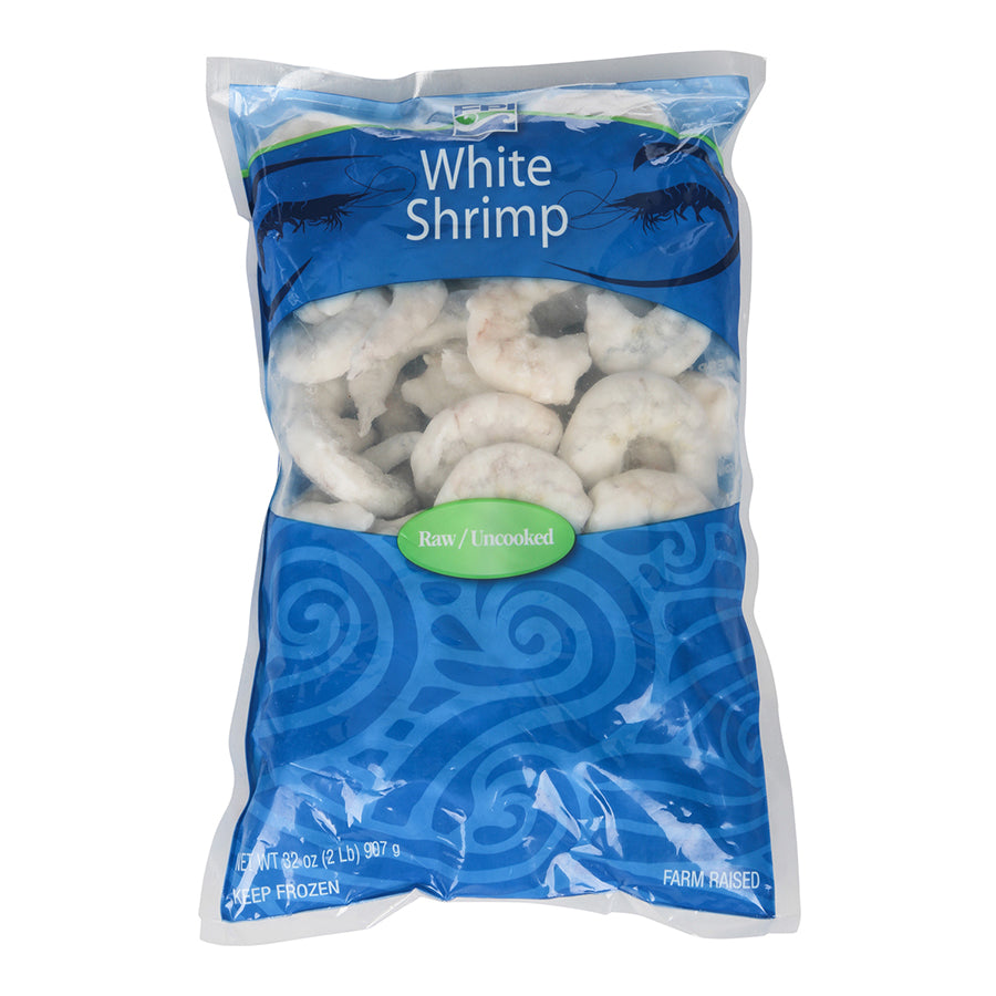 White Shrimp IQF Raw P&d Tail Off 2 Pound Each - 5 Per Case.