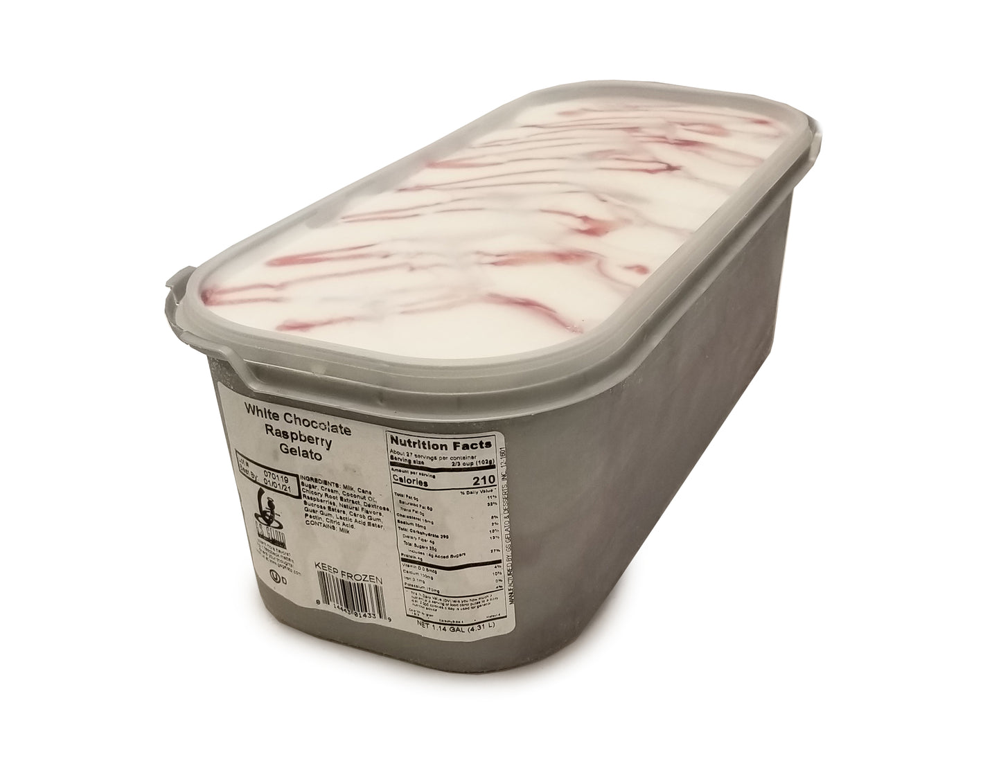 G Gelato White Chocolate Raspberry Gelato 5 Liter - 1 Per Case.