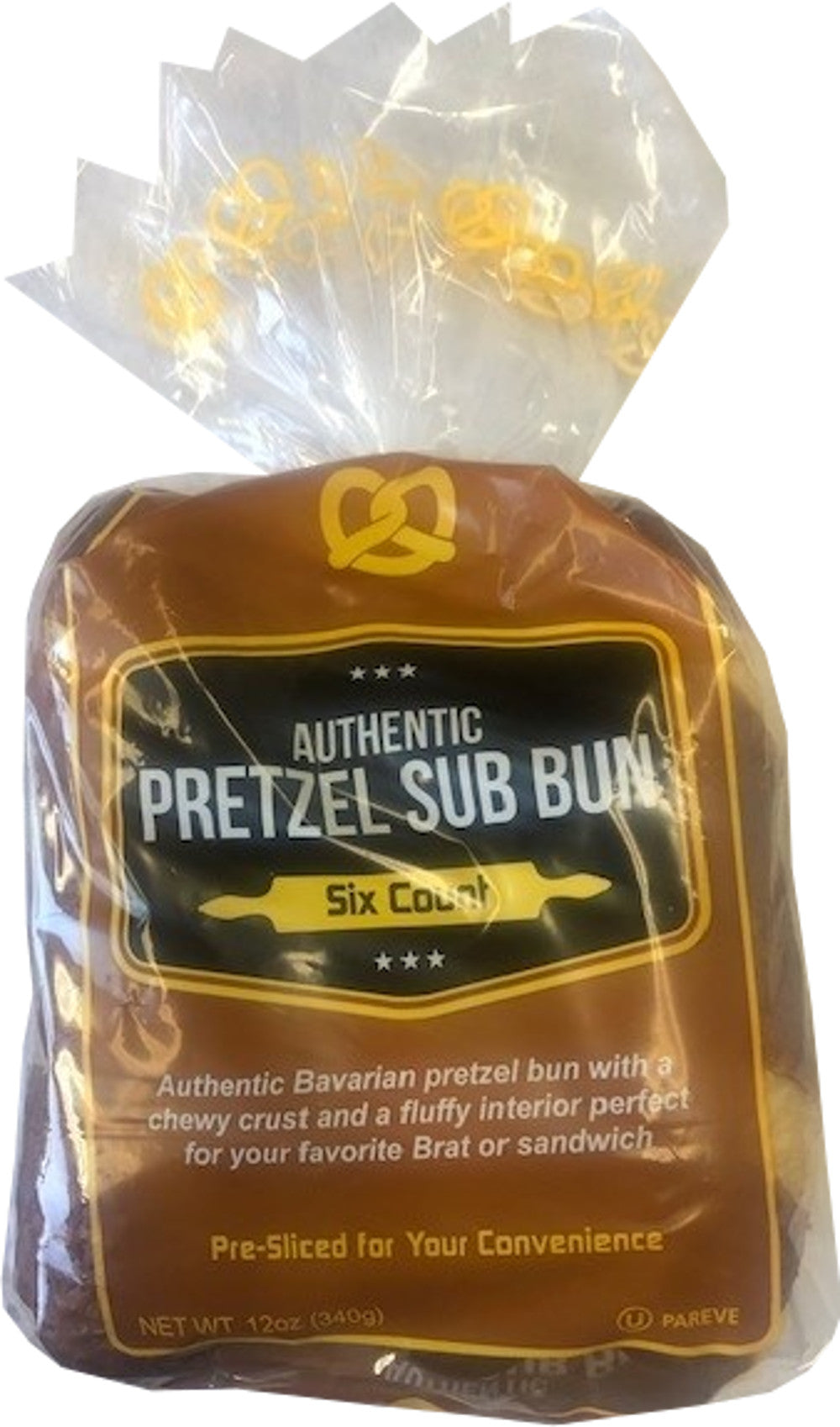 Cl Pretzel Sub Bun Slice Nb Packs 2 Ounce Size - 72 Per Case.