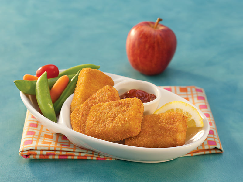 Trident Seafoods Whole Grain Breaded Nugget Cooked Boneless Oven Ready Pollock 10 Pound Each - 1 Per Case.