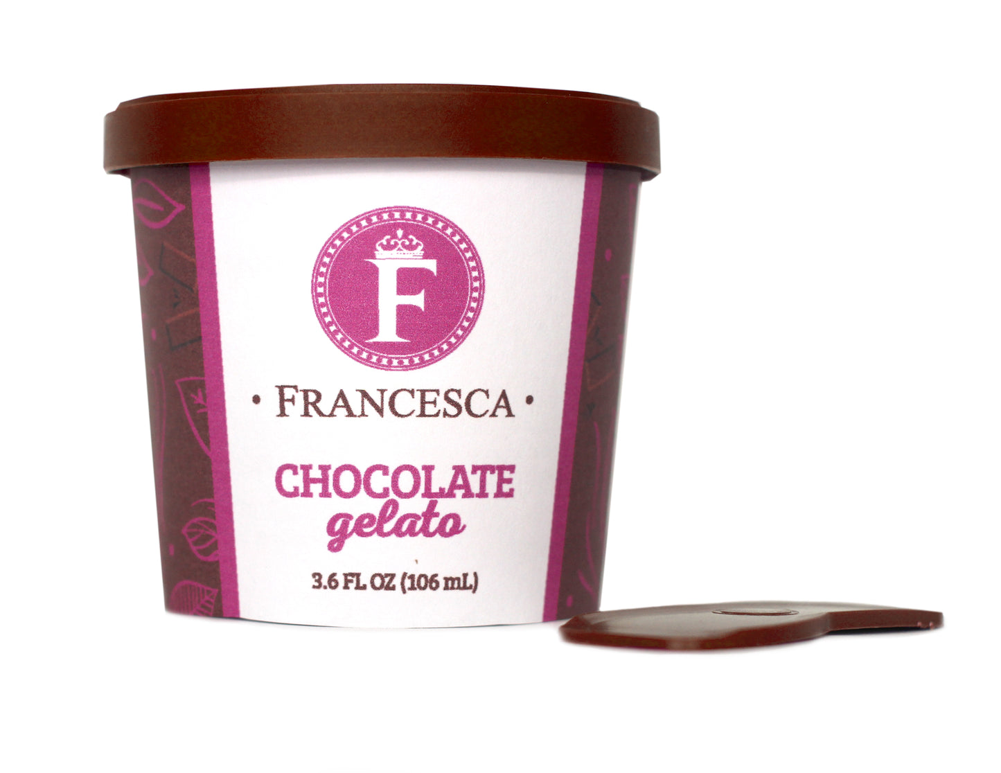 Francesca Mini Cup Chocolate Gelato 48 Count Packs - 1 Per Case.