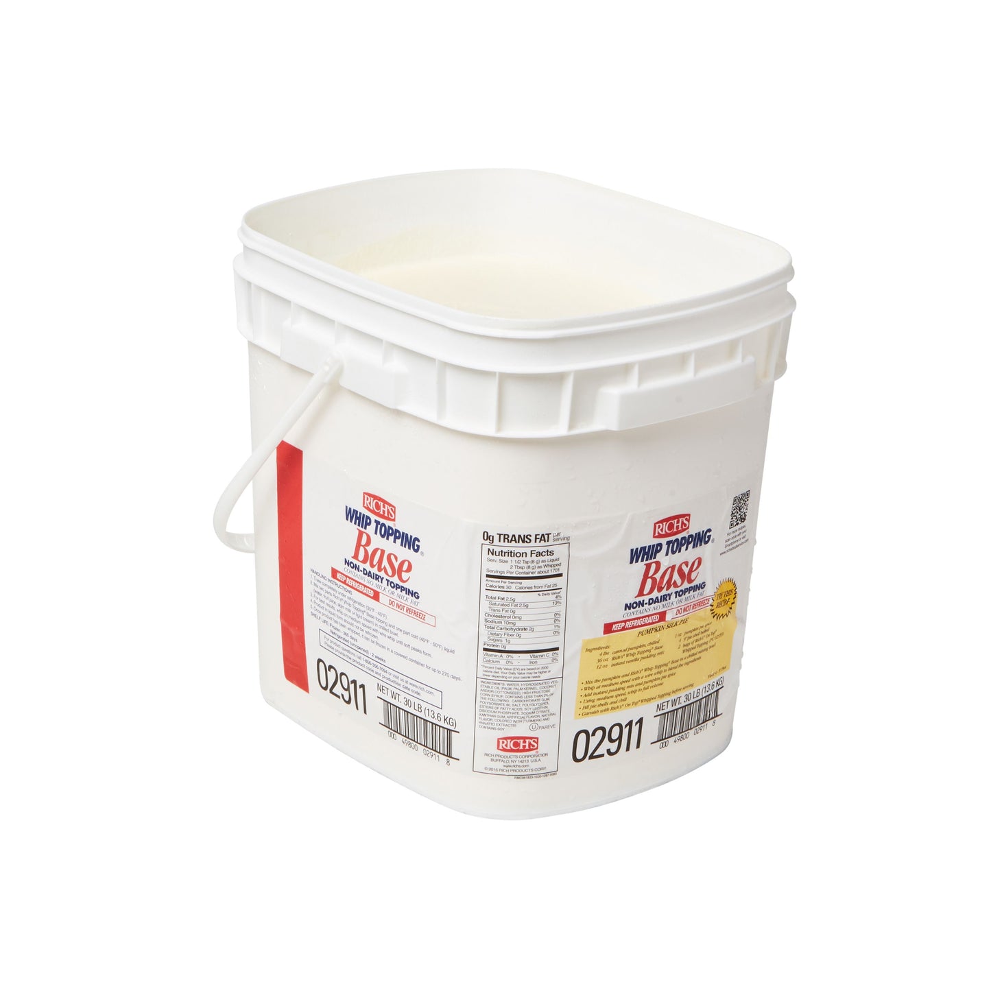 Base Non Dairy Whip Topping Pail 30 Pound Each - 1 Per Case.