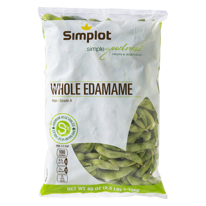 Simplot Simple Goodness Premium Vegetables Whole Edamame 2.5 Pound Each - 6 Per Case.