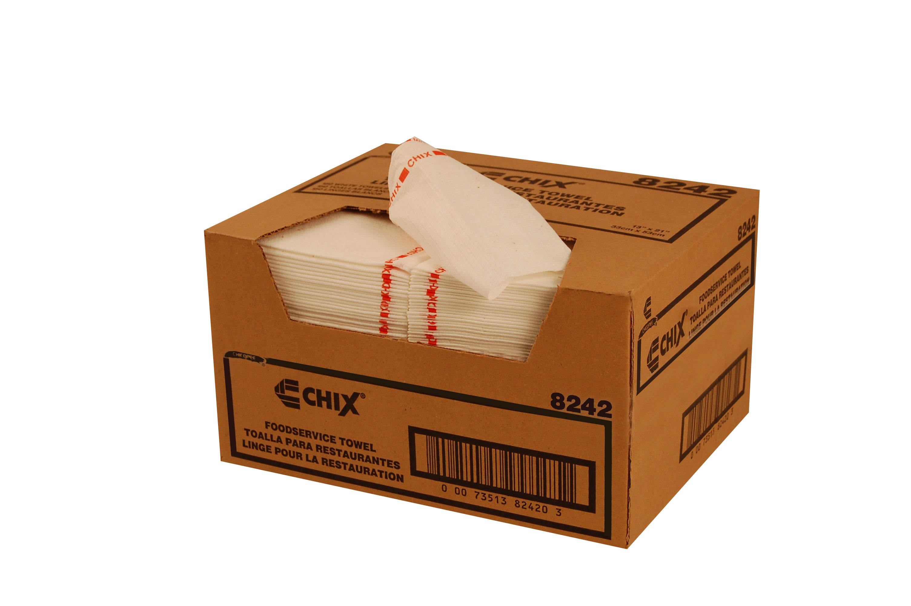 Chix Foodservice Towel Medium Duty White W Red Print 3"x1" 1 Count Packs - 150 Per Case.