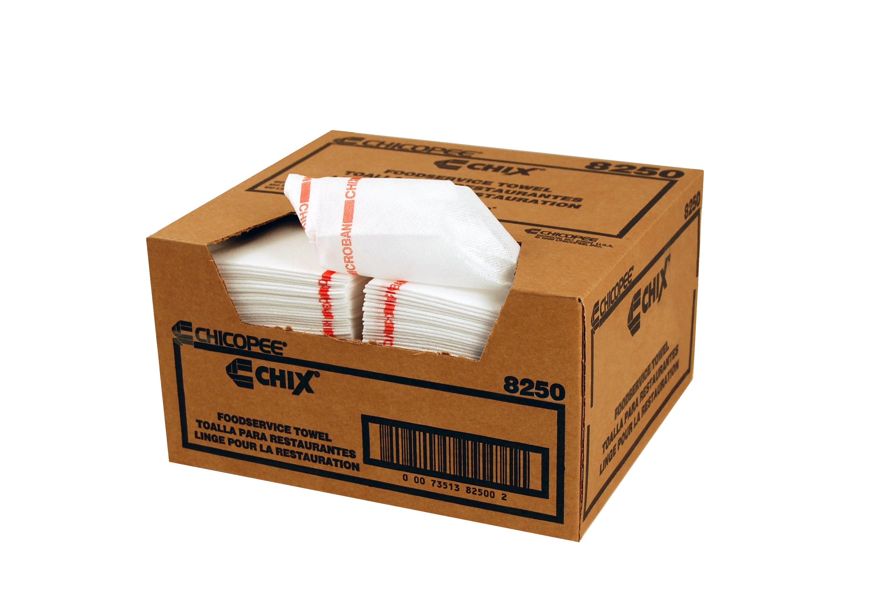 Chix Foodservice Towel Medium Duty White W Red Stripe 3"x1" 1 Count Packs - 150 Per Case.