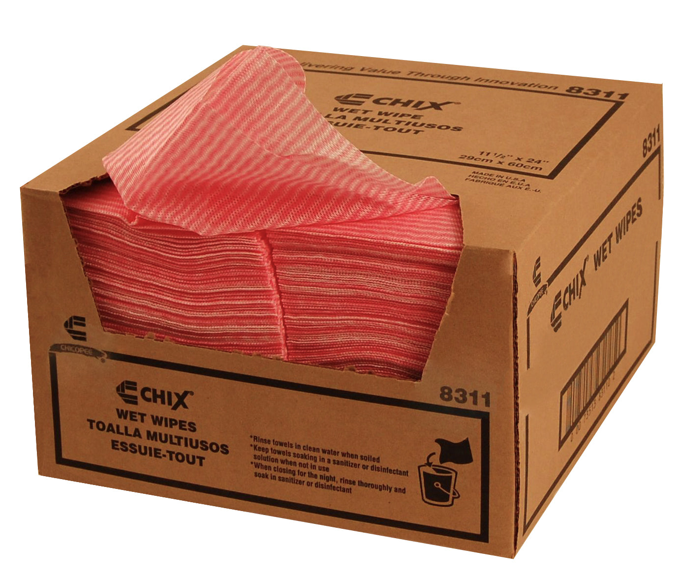 Chicopee Chix Wet Wipes Light Pink Wavy Line 5"x4" 1 Count Packs - 200 Per Case.
