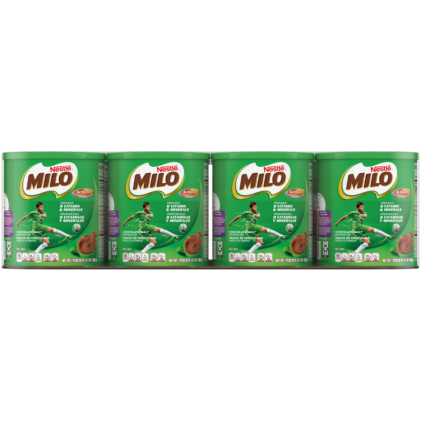 Nestle Milo Chocolate Malt Beverage Mix Canisters 14.1 Ounce Size - 12 Per Case.