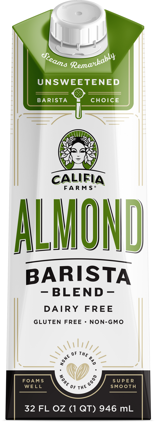 Califia Farms Unsweetened Almond Barista Blend Almond Milk 32 Fluid Ounce - 6 Per Case.