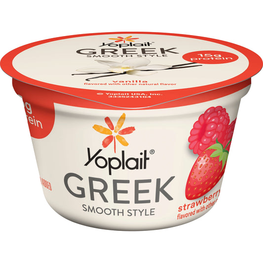 Yoplait® Greek Yogurt Single Serve Cup Strawberry Raspberry 5.3 Ounce Size - 12 Per Case.