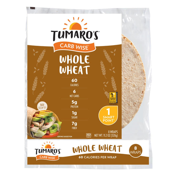 Tumaro'S 8-inch Whole Wheat Carb Wise Wraps - Case of 6 - 8 Count