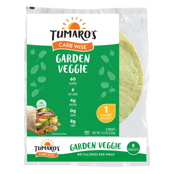 Tumaro'S 8-inch Garden Veggie Carb Wise Wraps - Case of 6 - 8 Count