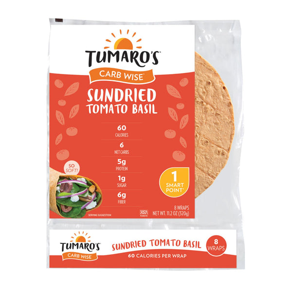 Tumaro'S 8-inch Sundried Tomato Basil Carb Wise Wraps - Case of 6 - 8 Count