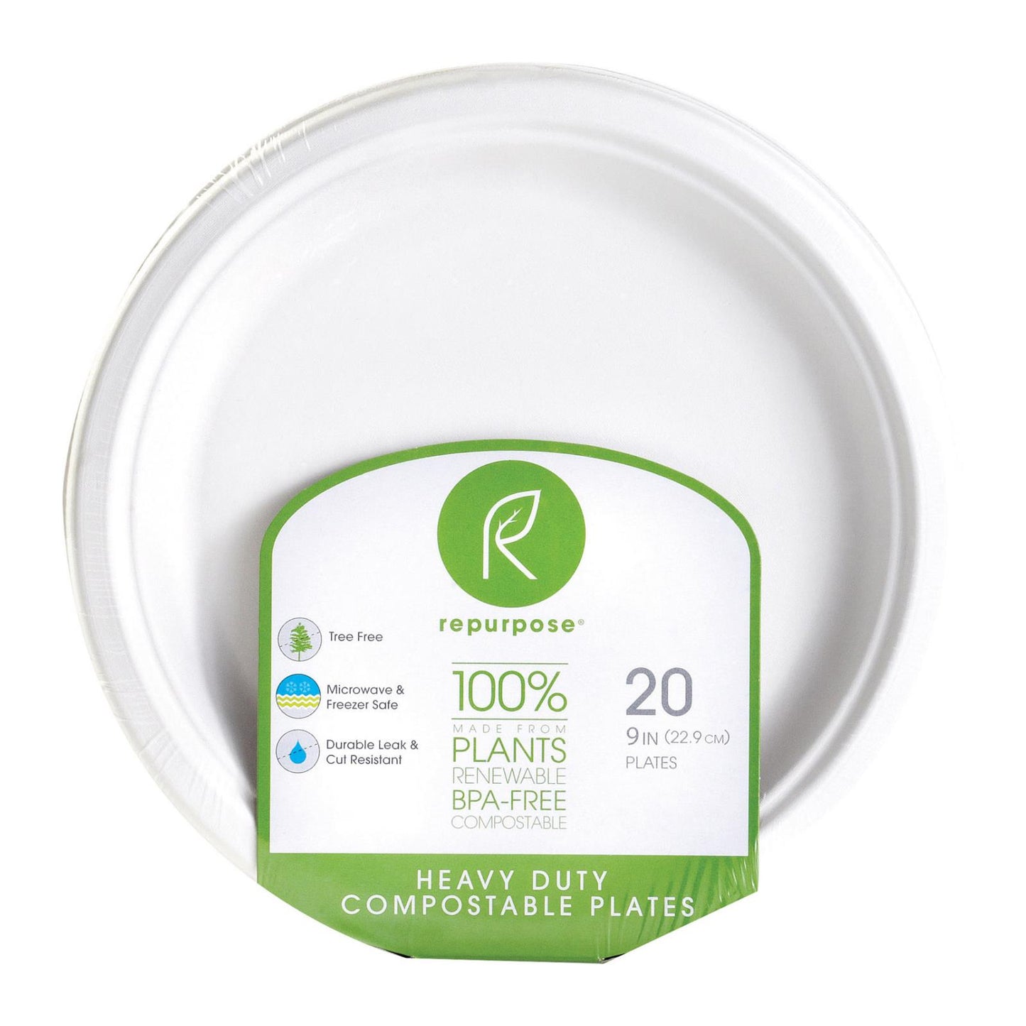 Repurpose Compostable Bagasse Plates - Case of 12 - 20 Count