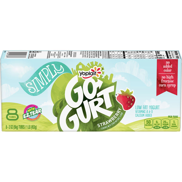 Yoplait® Simply Go Gurt® Yogurt Single Serve Tube Strawberry 16 Ounce Size - 8 Per Case.