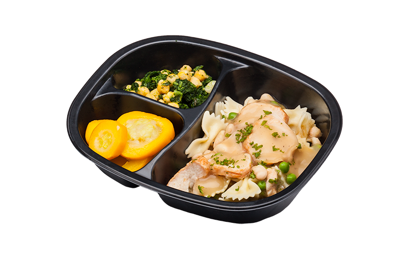 Turkey Tetrazzini With Bowtie Pasta Brusselssprouts Yellow Squash 12.05 Ounce Size - 20 Per Case.