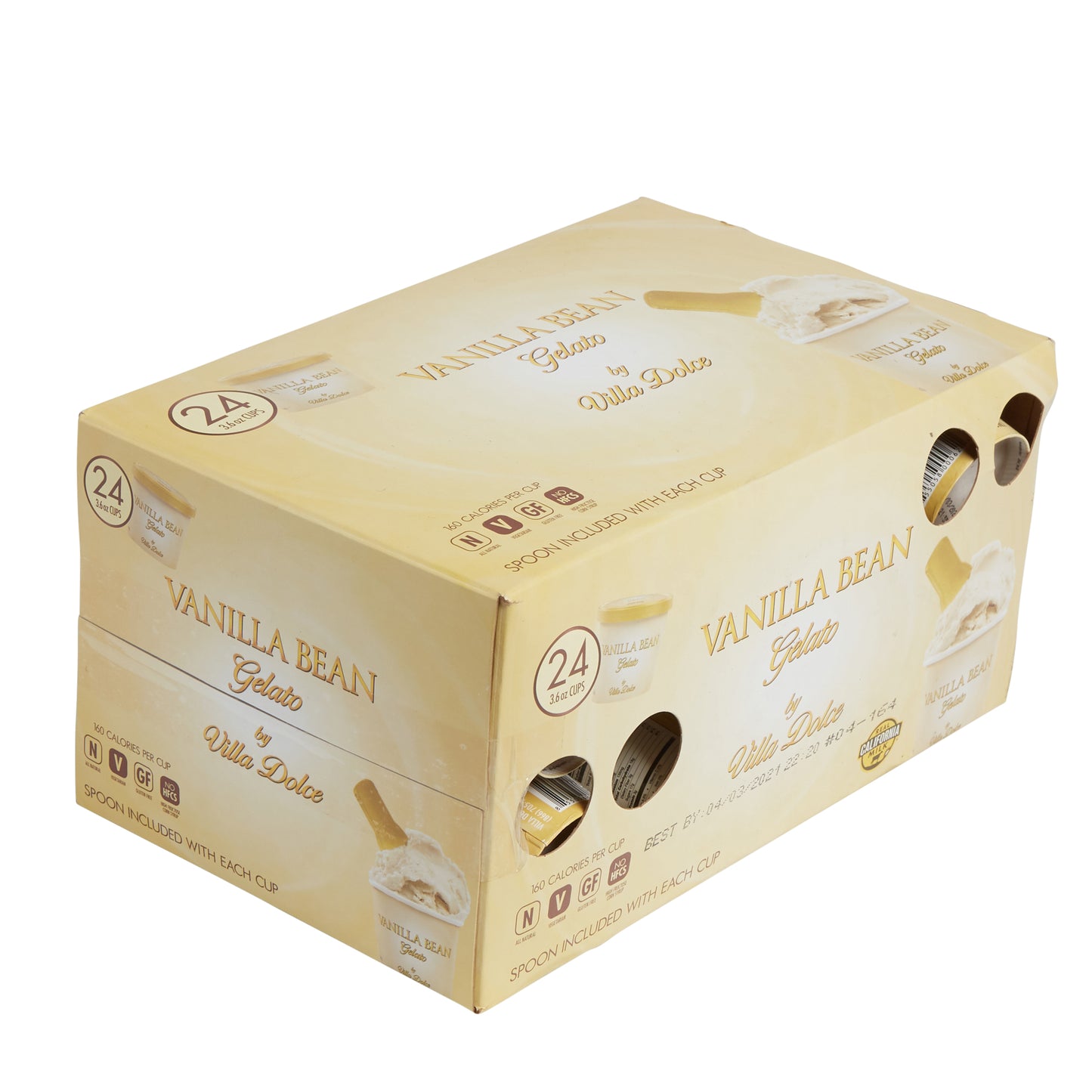 Villa Dolce Sea Salt Caramel Gelato 3.6 Ounce Size - 24 Per Case.