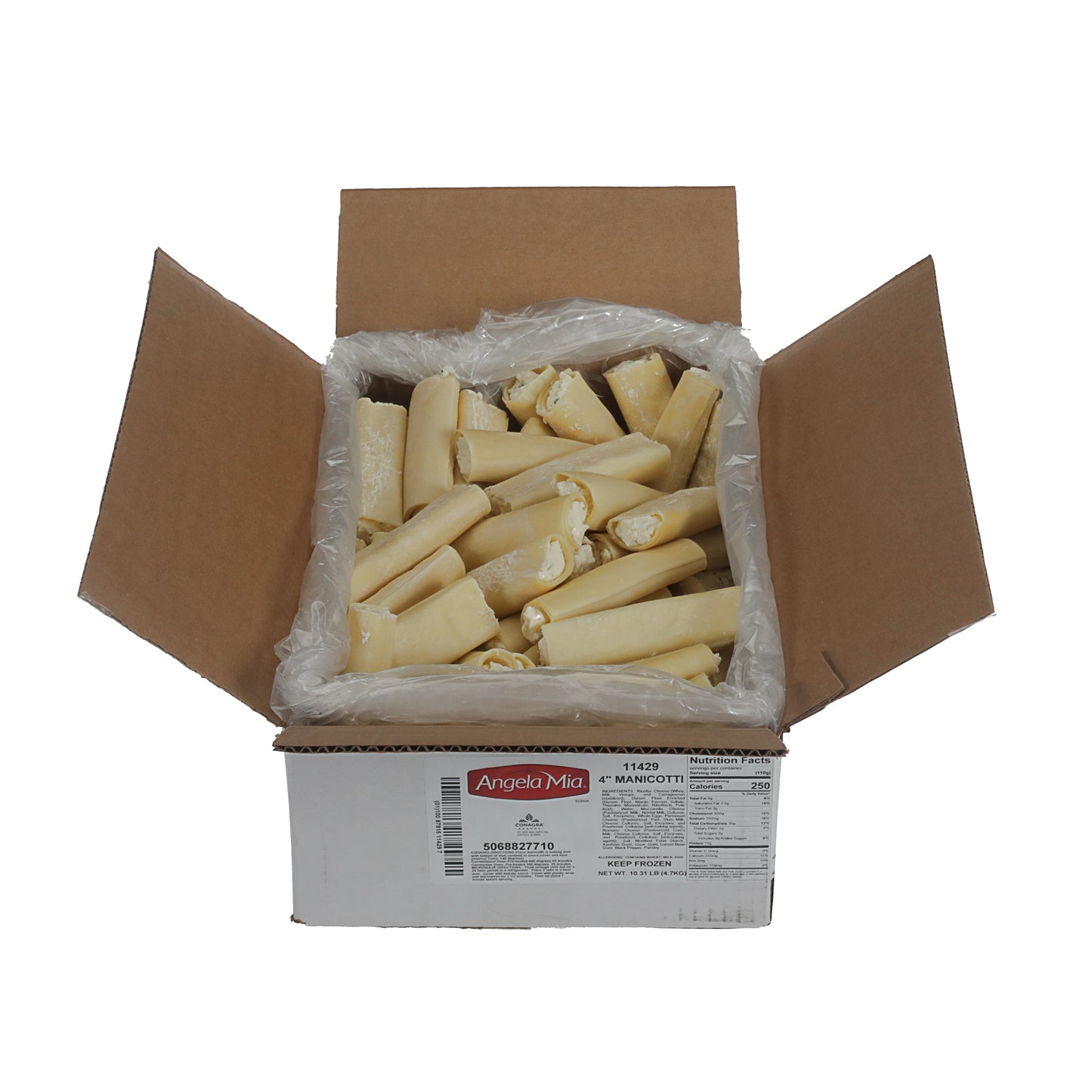 Angela Mia Four Cheese Manicotti 0.172 Pound Each - 60 Per Case.