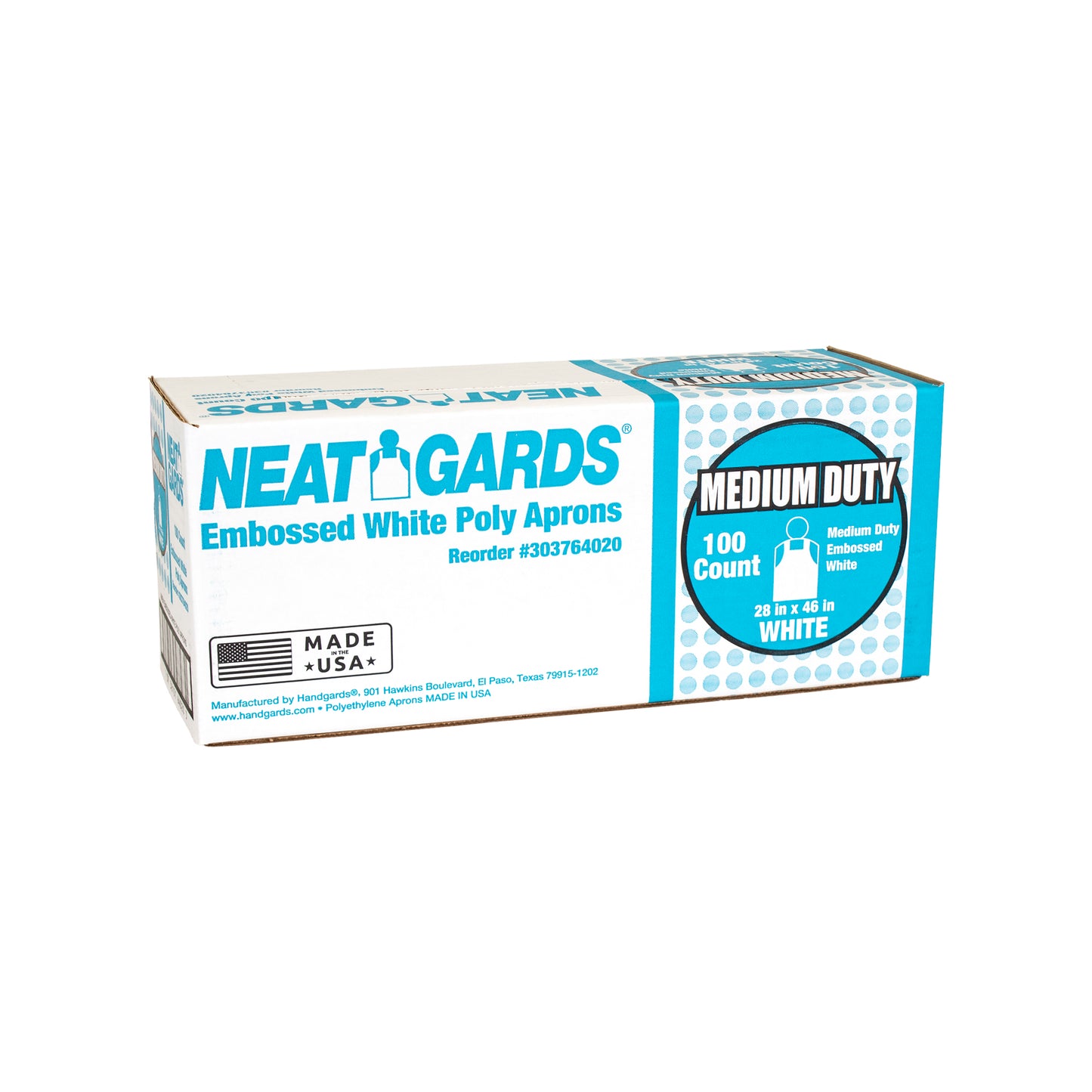 Neatgards Medium Duty Embossed White Poly Apron 100 Each - 1 Per Case.