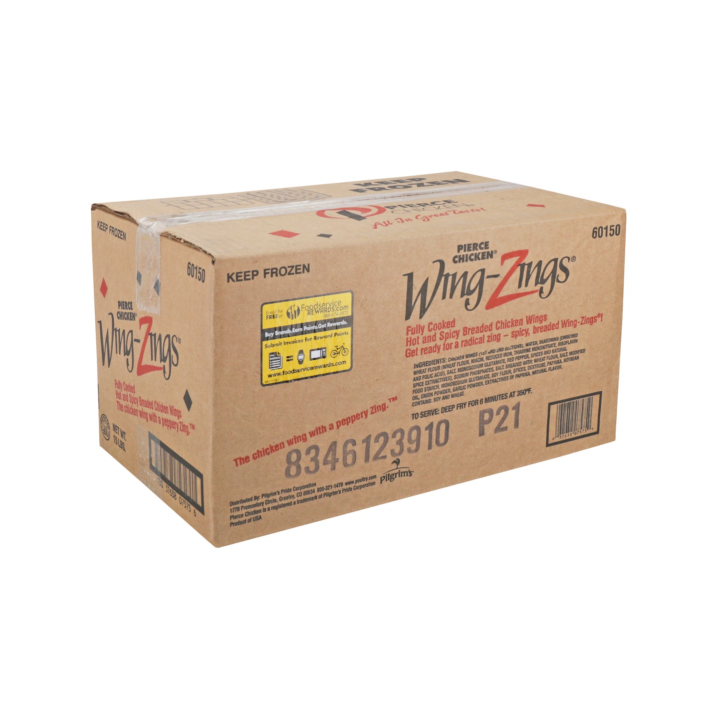 Wing Zing Spicy Breaded St & Nd Joint Chicken Wing 7.5 Pound Each - 2 Per Case.