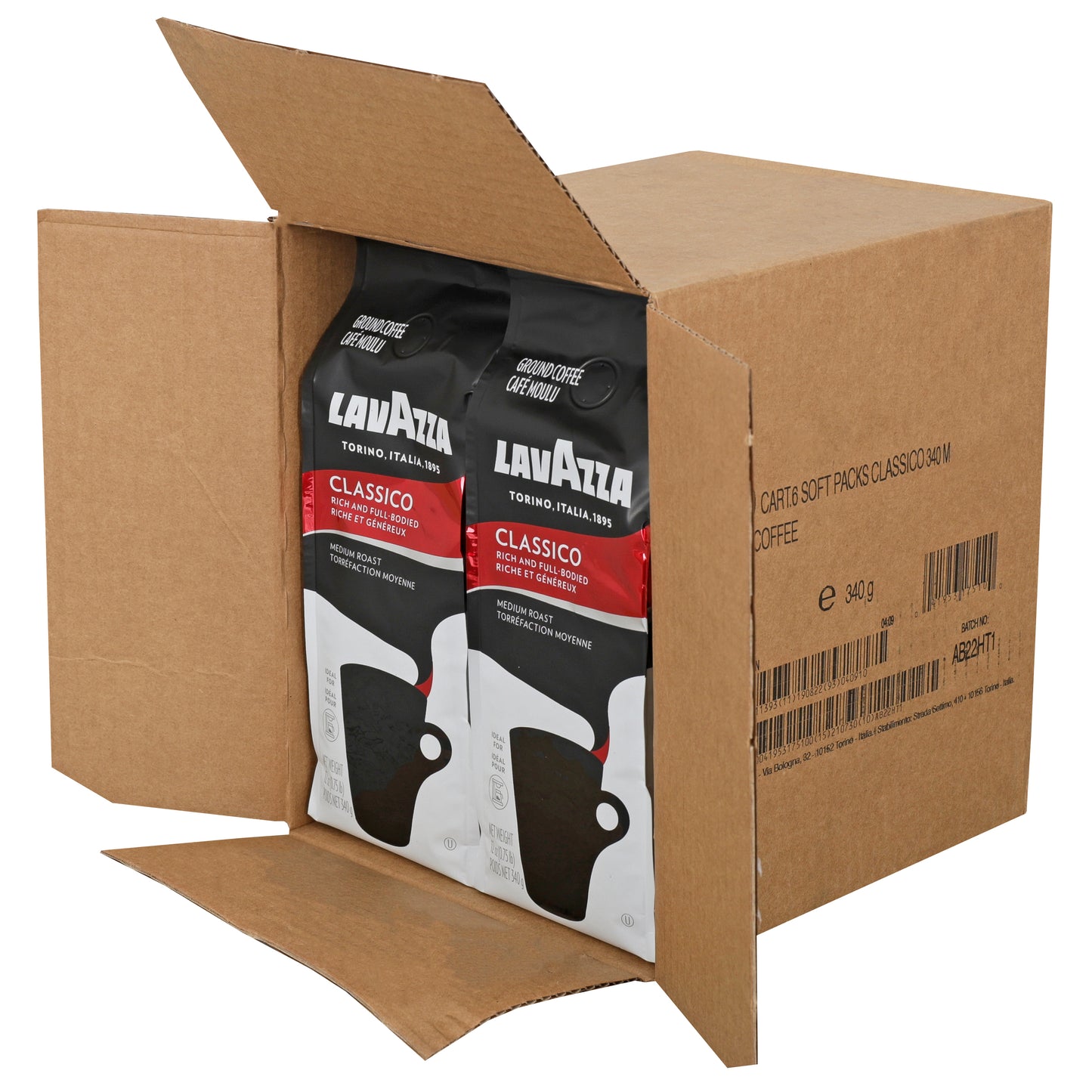 Lavazza Coffee Ground Classico 12 Ounce Size - 6 Per Case.