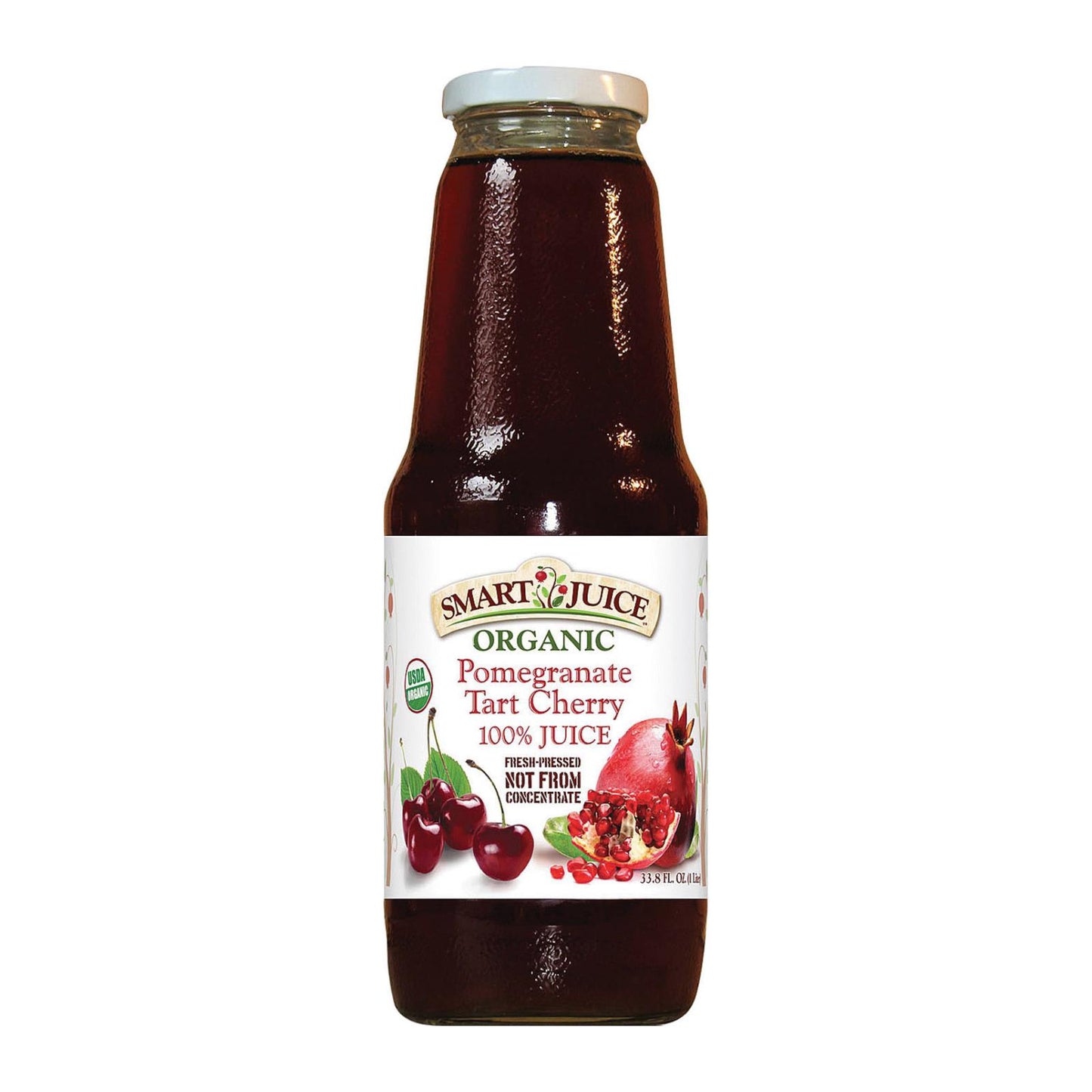 Smart Juice Organic Pomegranate Tart Cherry - Case of 6 - 33.8 Fl Ounce.