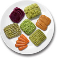 Cafe Puree Variety Vegetables 3.2 Ounce Size - 24 Per Case.