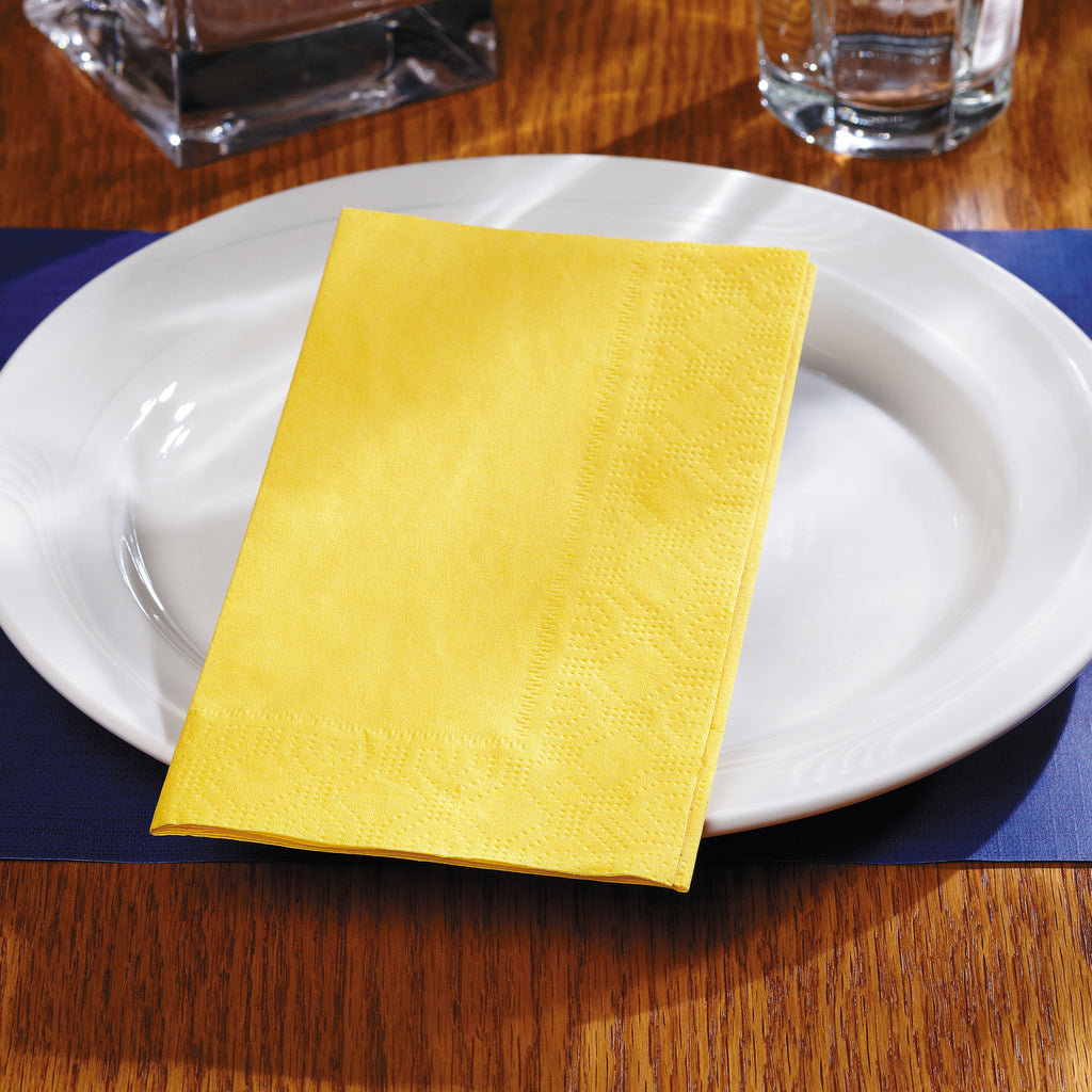 Sun Yellow Paper Dinner Napkins, 2-Ply, 15 x 17 - Hoffmaster 180540 -  1000/Case