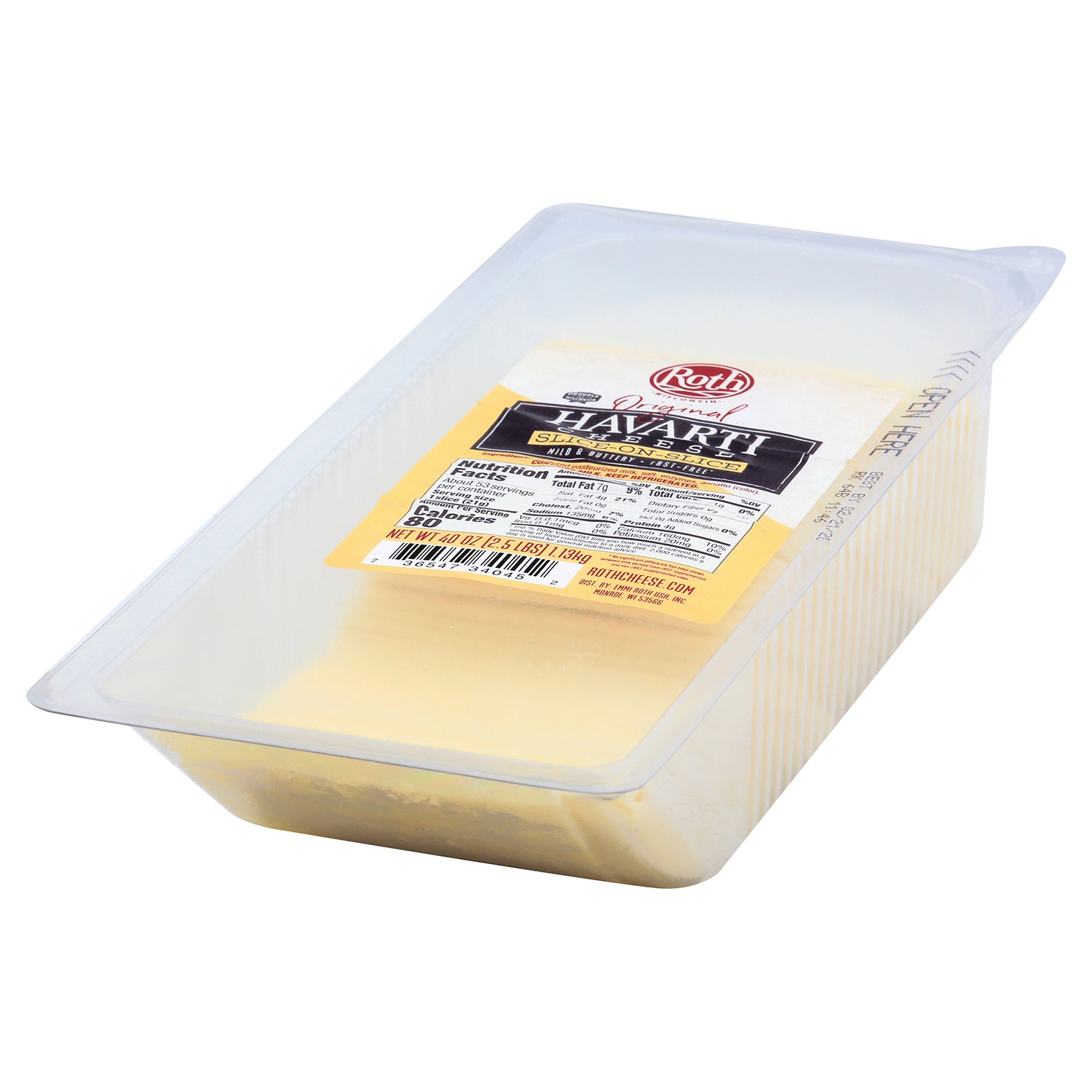 Cheese Sos Original Havarti Slices 2.5 Pound Each - 4 Per Case.