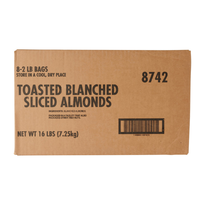 Sugar Foods Almonds Sliced Toasted Blanched 2 Pound Each - 8 Per Case.