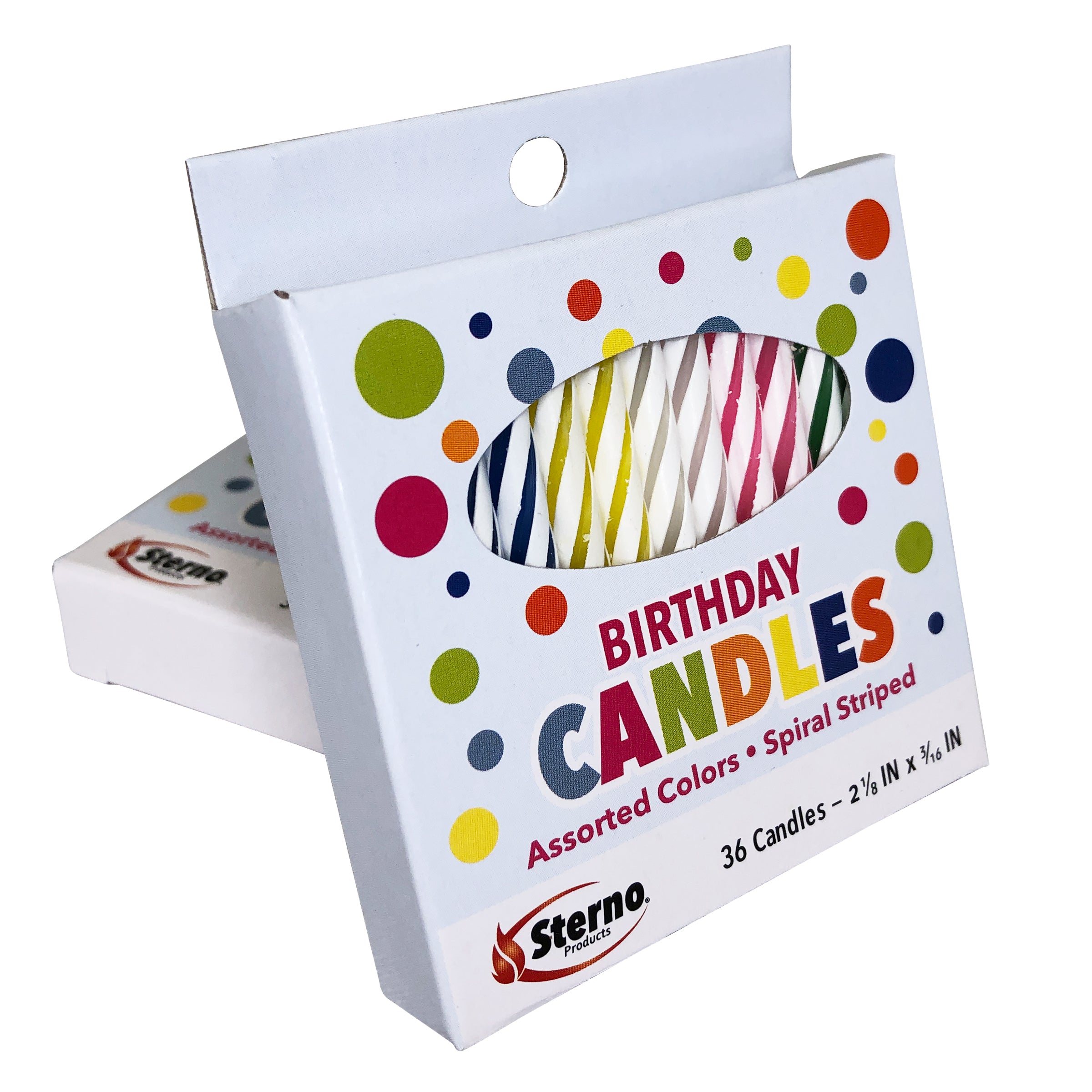 Birthday Candles Spiral Stripe Assorted Colors 12 Each - 144 Per Case.