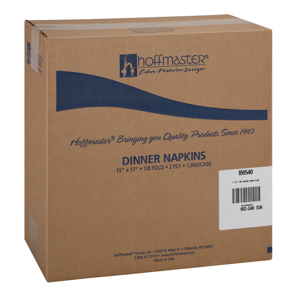 Sun Yellow Paper Dinner Napkins, 2-Ply, 15 x 17 - Hoffmaster 180540 -  1000/Case