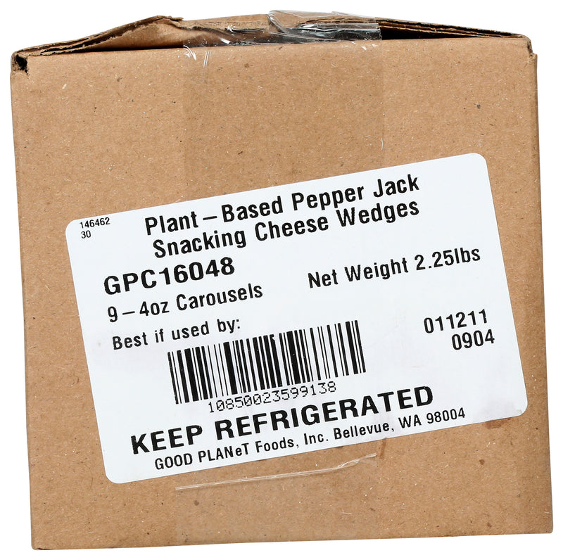 Good Planet Foods Pepper Jack Plant Based Cheese Wedges 4 Ounce Size - 9 Per Case.