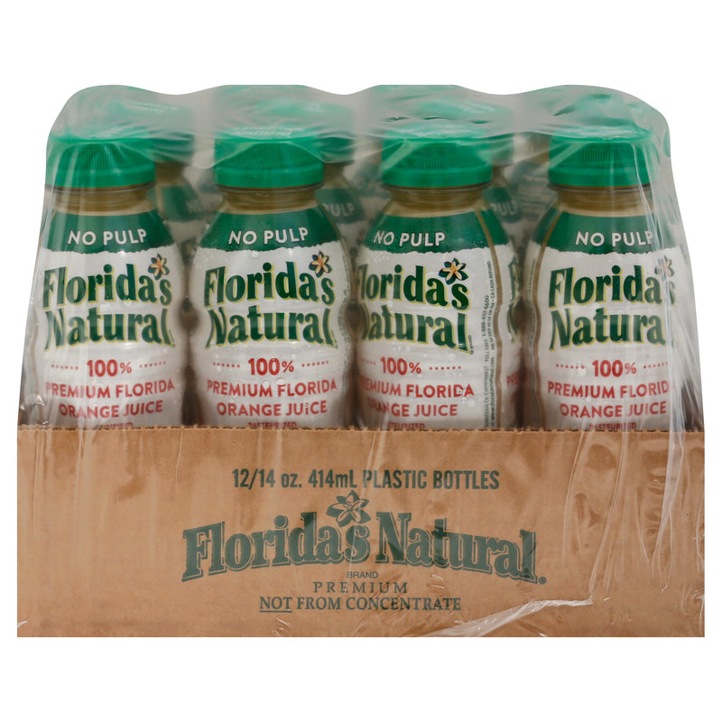 Florida's Natural Premium Not From Concentrate Refrigerated Orange Juice 14 Fluid Ounce - 12 Per Case.