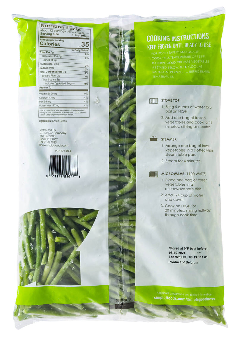 Simplot Simple Goodness Premium Vegetables Haricot Vert 2.5 Pound Each - 6 Per Case.