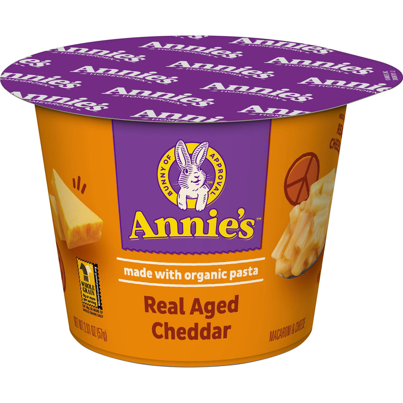 Annie's™ Macaroni & Cheese Microwave Single Serve Cup Real Aged Cheddar 2.01 Ounce Size - 12 Per Case.