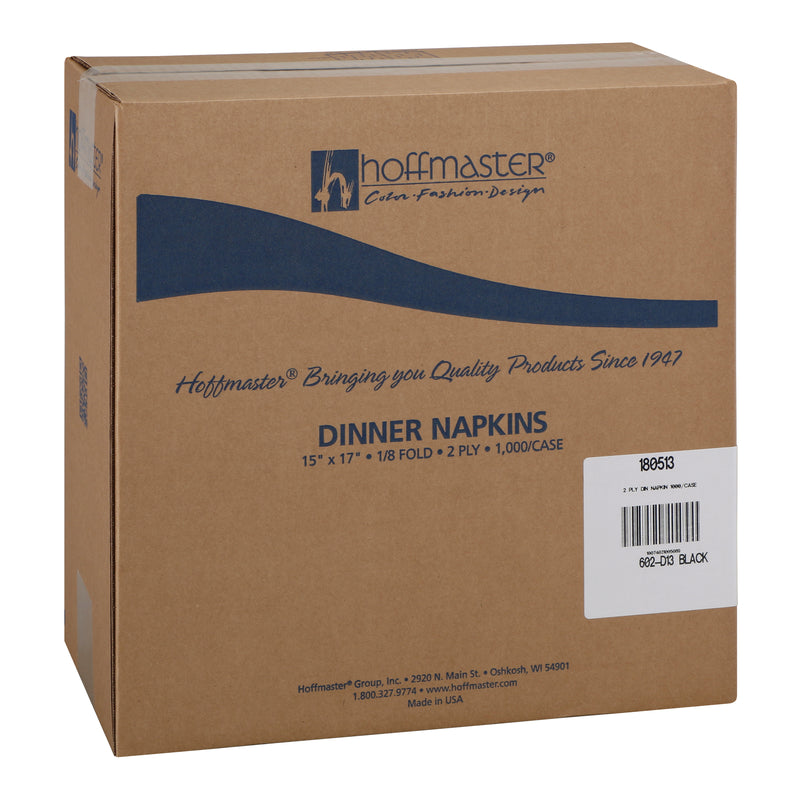 Napkin Dinner Black Ply Fold Paper 125 Each - 8 Per Case.