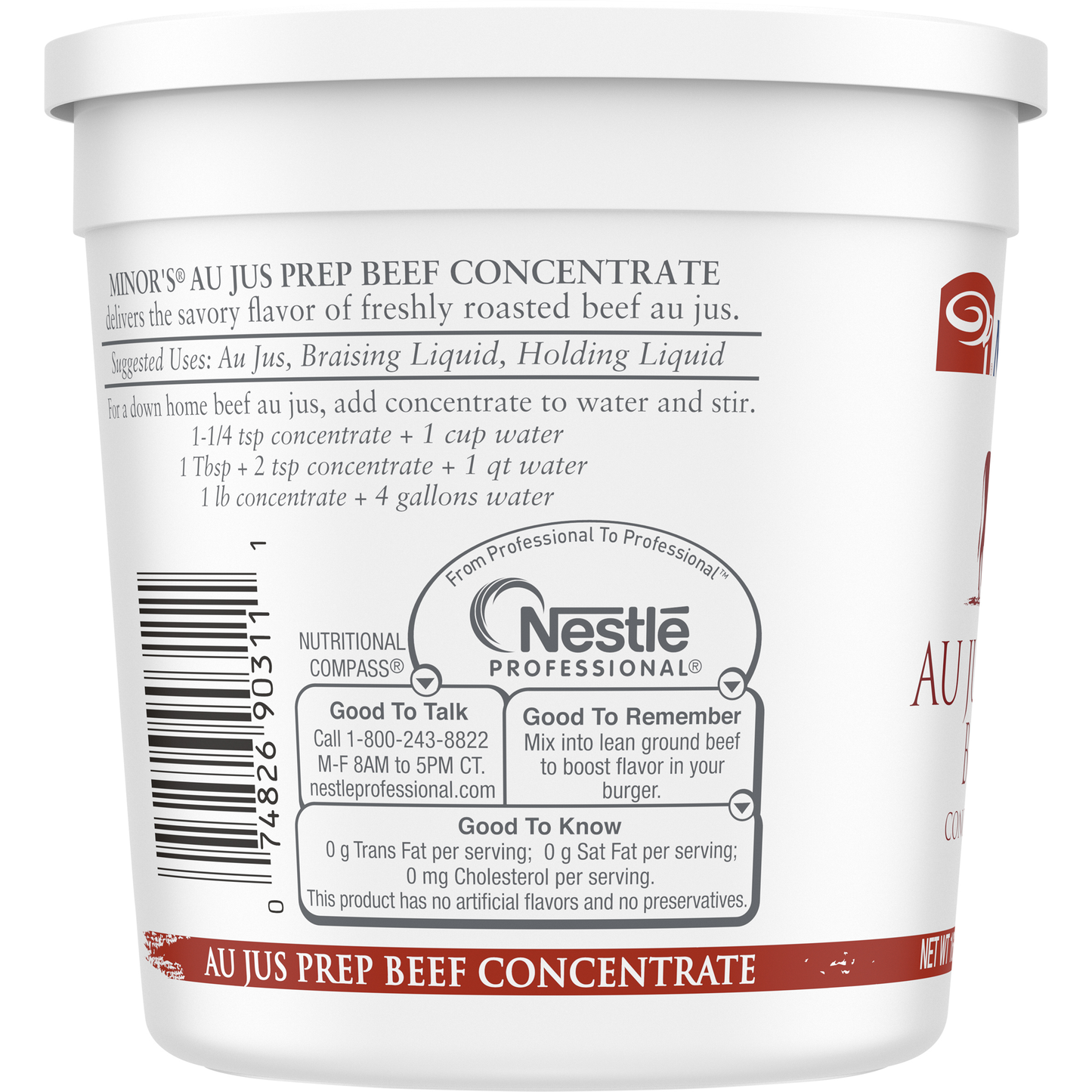 Minor's Au Jus Prep Beef Concentrate (No Added Msg) Gluten Free 1 Pound Each - 6 Per Case.