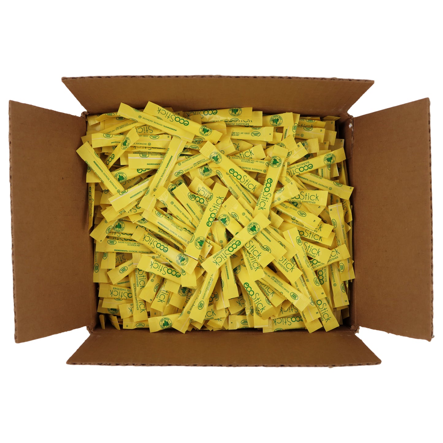 Ecostick Sugar Sweetened Sucralose Yellow Sticks 0.5 Grams Each - 2000 Per Case.