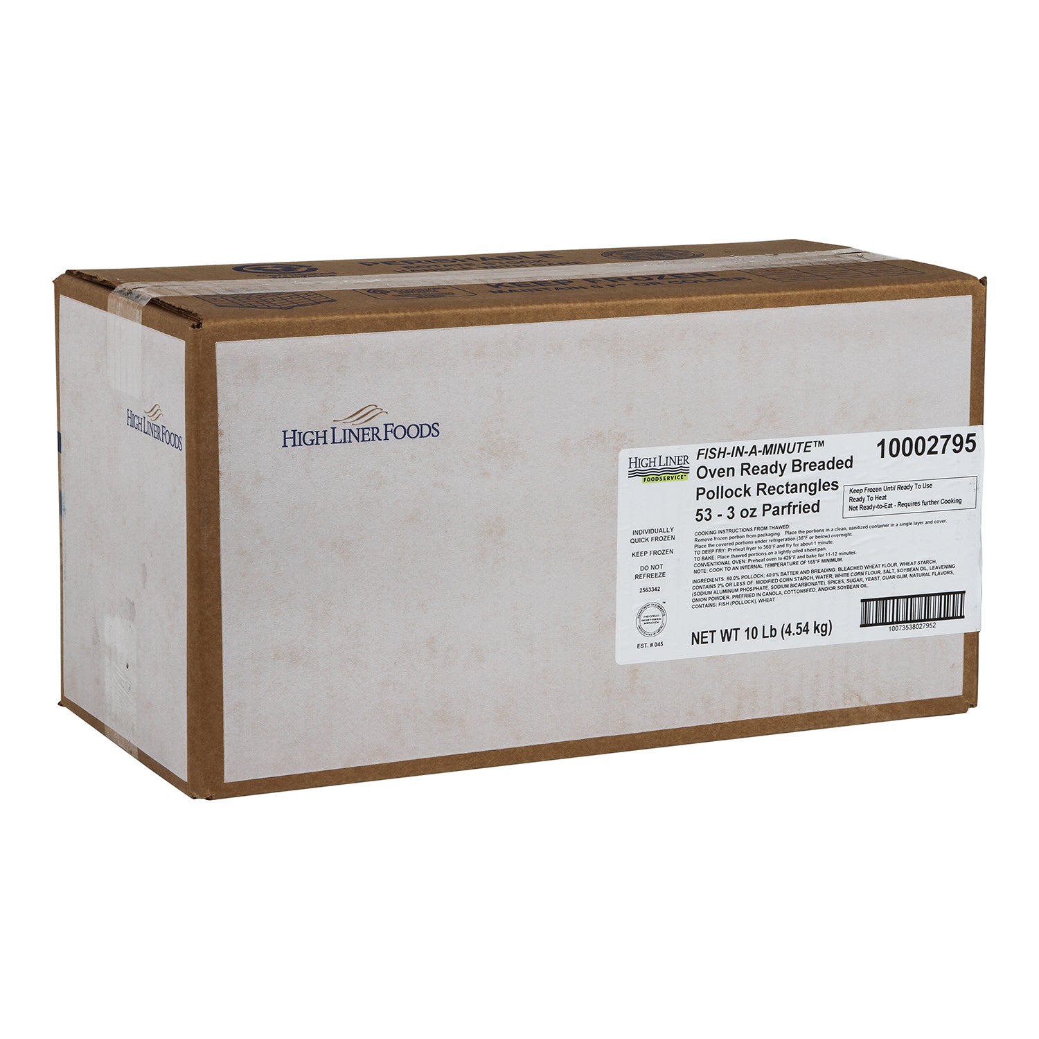 Fish In A Minute Crispy Style Breadedpollock Rectangles Parfried cn 5 Pound Each - 2 Per Case.