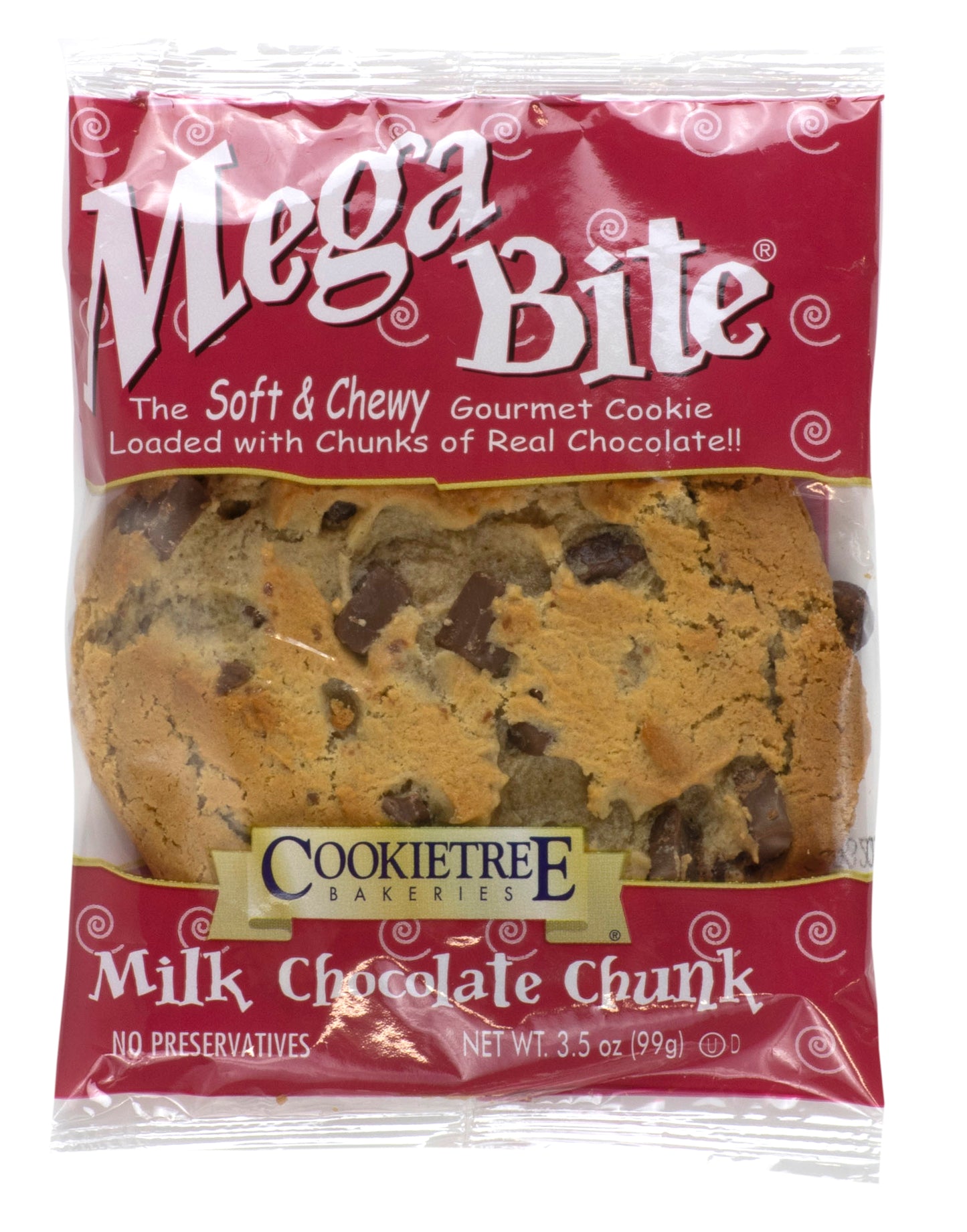 Cookietree Gourmet Milk Chocolate Chunk Megabite Individually Wrapped Thaw & Serve Cookie 3.5 Ounce Size - 56 Per Case.