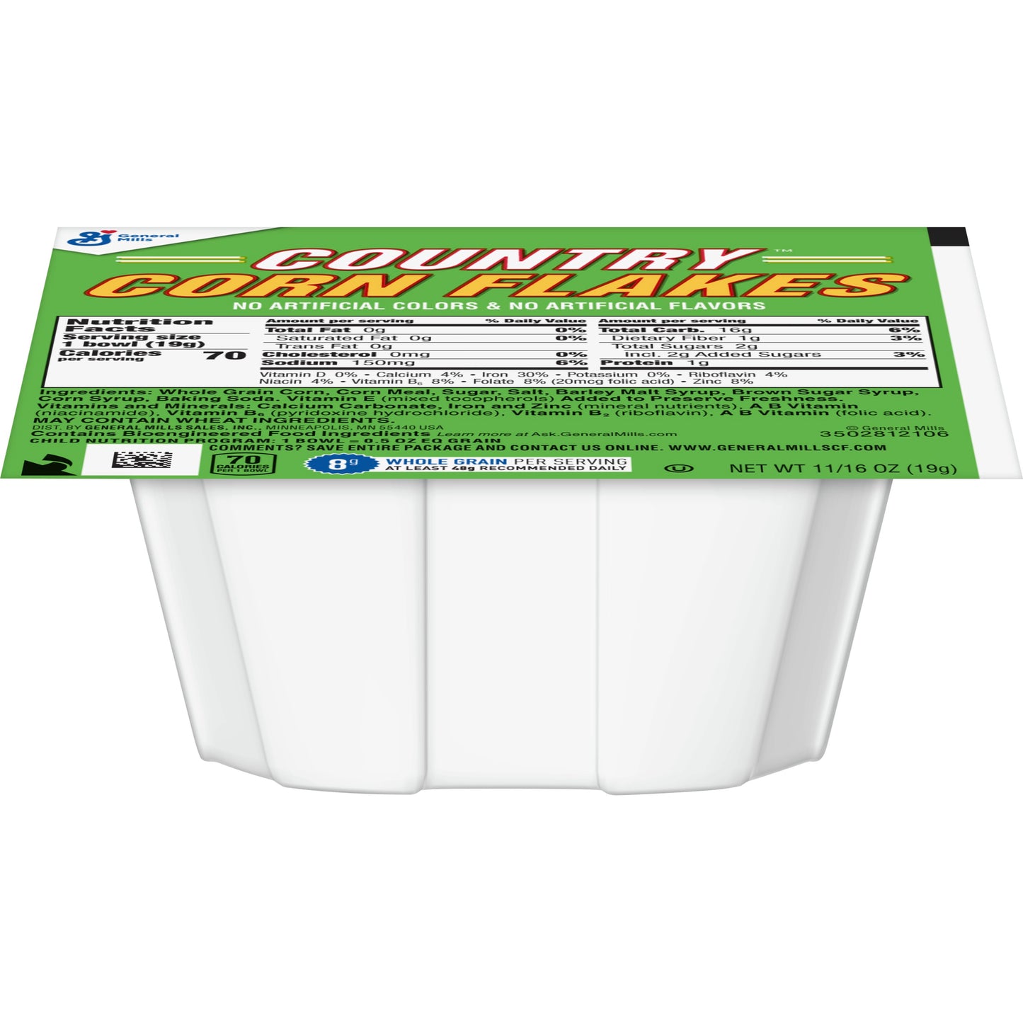 Country Corn Flakes™ Cereal Single Serve Bowlpak 0.68 Ounce Size - 96 Per Case.