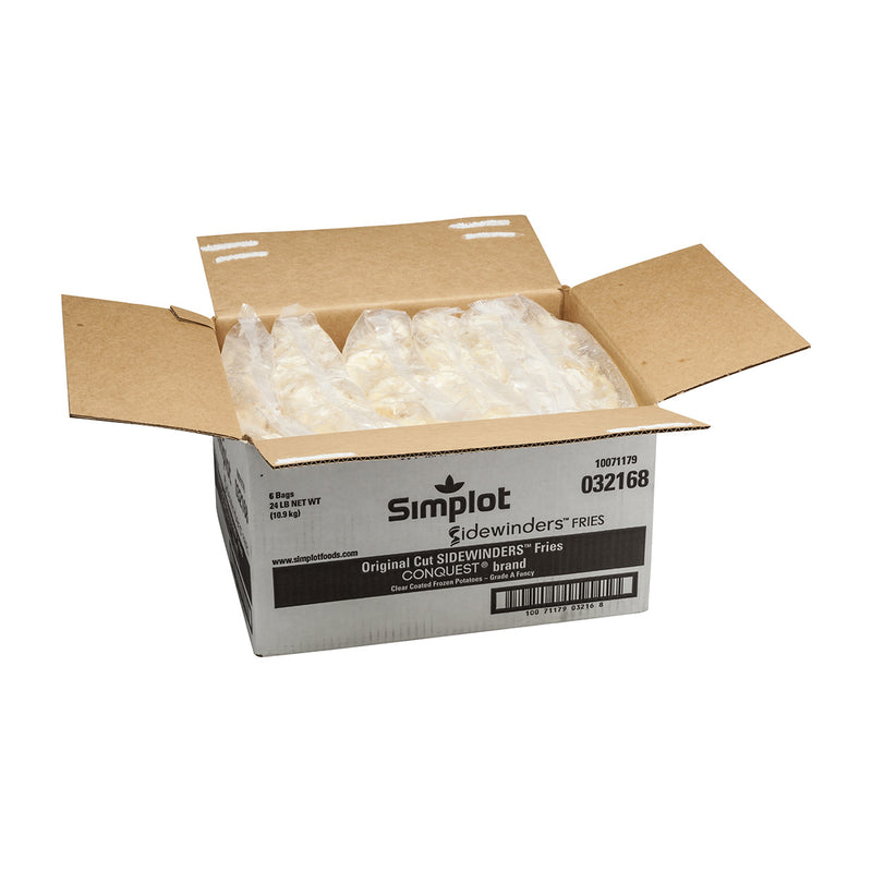 Simplot Sidewinders Fries Conquest Brand Batter Original Cut 4 Pound Each - 6 Per Case.