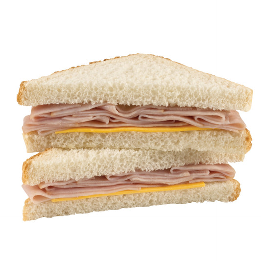 Market Sandwich Smoked Ham & Cheese White Bread Sandwich Wedge 4.9 Ounce Size - 10 Per Case.