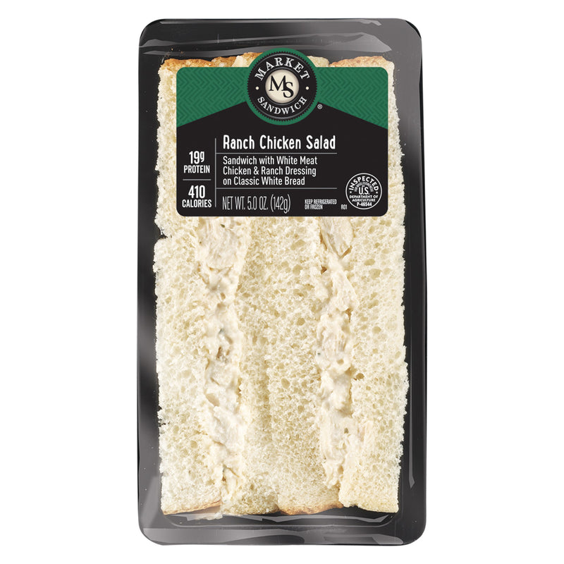 Market Sandwich Ranch Chicken Salad White Bread Sandwich Wedge 5 Ounce Size - 10 Per Case.