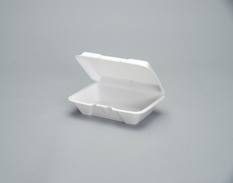 Large Deep All Purpose Foam Hinged Container White Vented 100 Each - 200 Per Case.